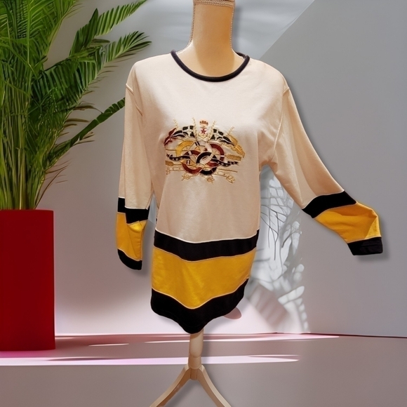 NEEDLE & Threads Women's M Sweatshirt Nautical Knit Top Long Sleeve Cruise T21 - Picture 1 of 5